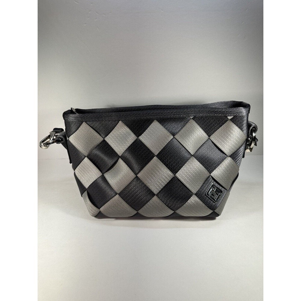 Maggie Bags Seatbelt Bag Black Gray Purse Handbag Shoulder Bag Zipper Top